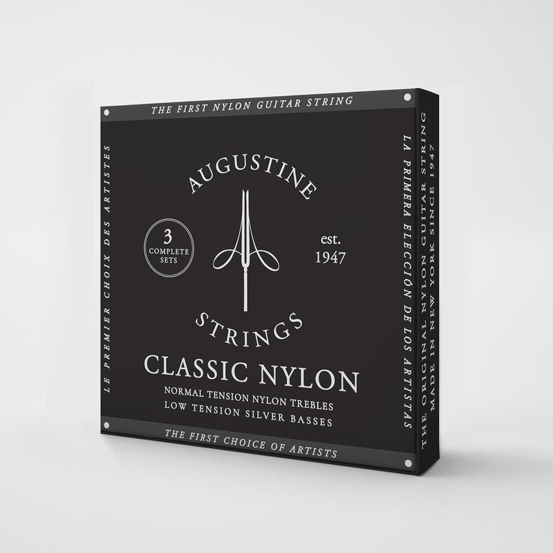 Augustine Strings Classic Black - Low Tension Classical Guitar Strings - The Original Nylon String - 3 Sets - Image 1